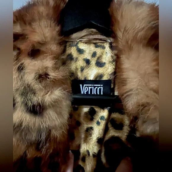 Vericci Genuine leather sport coat blazer with real fur collar and cuffs - Picture 4 of 5